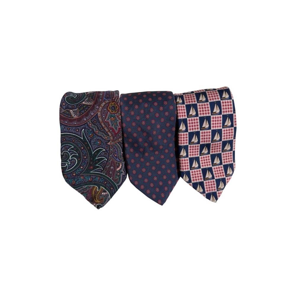Lands‎ End Ties Mens OS Multicolor Paisley Geometric Nautical Bundle